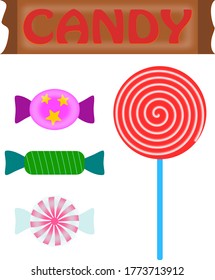 Candy Vector Art, Candy-bar Peppermint and Lollipop 
