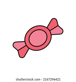 Candy vector icon. Flat colorful sweets logo with lines. Candies in thin style. 