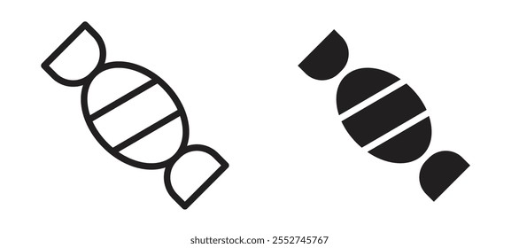 Candy vector icon set black filled and outlined style.