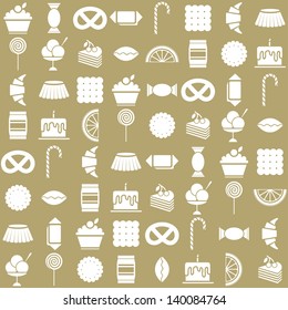 candy vector icons set. Beige background