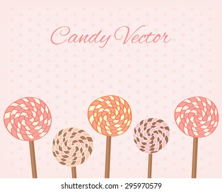 Candy vector illustration. Cute candies on pink background. Vintage design, eps10.