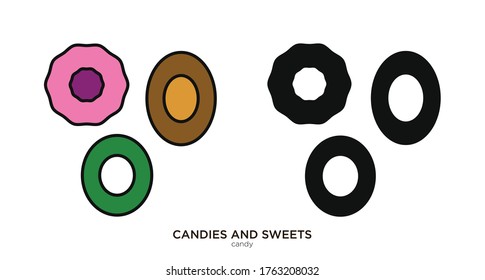 Candy vector illustration lineal color and filled design
