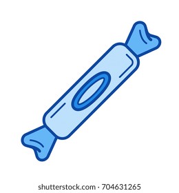 Candy vector line icon isolated on white background. Candy line icon for infographic, website or app. Blue icon designed on a grid system.