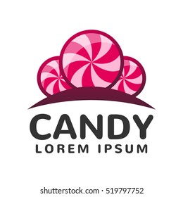 Candy vector logo template. Candy shop icon. Sweet logo. Candy vector. Candy bar logo. Lollipop icon. Sweets icon.