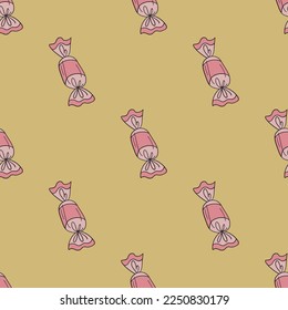 Candy vector seamless pattern. Cute repeat background for textile, design, fabric, cover etc.