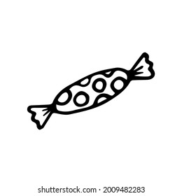 Candy vector. Single hand drawn element, isolated on white background. Doodle vector illustration.