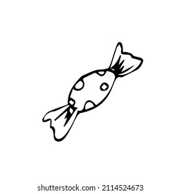 Candy vector. Single hand drawn element, isolated on white background. Doodle vector illustration.