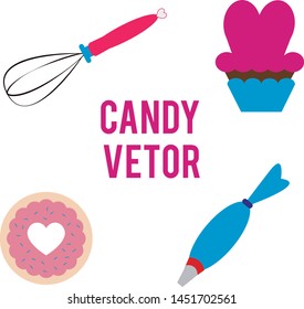 Candy vetors, donuts cupcake and bakery