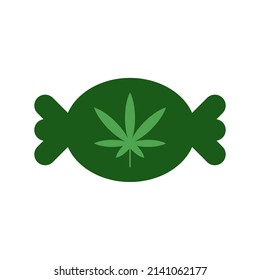 Candy mit Unkrautblatt-Symbol auf weißem Hintergrund
