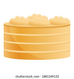 Süßigkeiten, weißer Sahnekuchen, Symbol. Cartoon auf Süßigkeiten, weißer Sahne, Vektorsymbol für Webdesign einzeln auf weißem Hintergrund