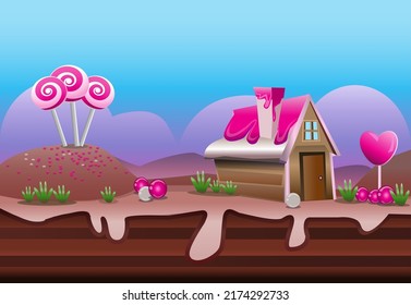 candy world landscape. sweet world illustration