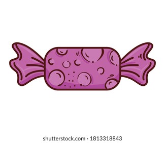 candy in wrap of color pink, in white background vector illustration design