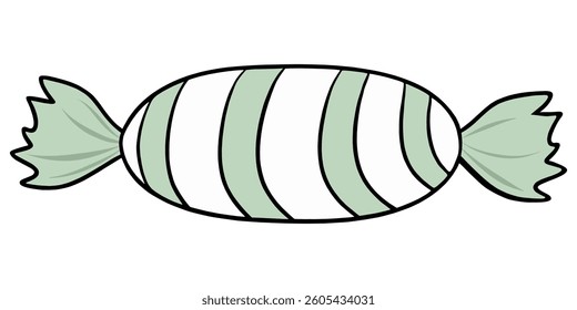 a candy wrap with green and white stripes isolated background.