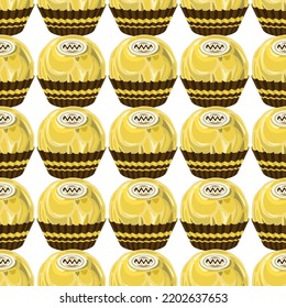 Candy wrapped in gold. seamless pattern. Vector