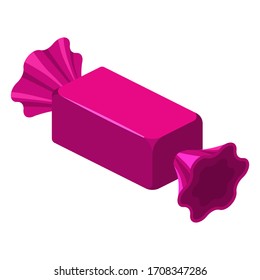 Candy wrapped isometric sweet food. Vector isolated on white background