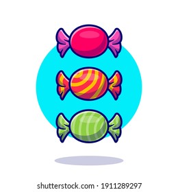 Candy Wrapper Cartoon Vector Icon Illustration. Food Object Icon Concept Isolated Premium Vector. Flat Cartoon Style