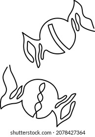 Candy in a wrapper. Continuous line drawing. Vector illustration