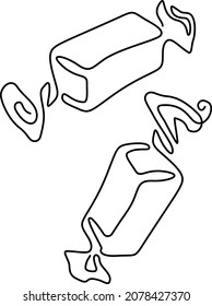 Candy in a wrapper. Continuous line drawing. Vector illustration