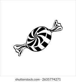 Candy wrapper image. Plain background. Simple vector. Black and white.