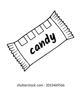 candy wrapper line vector illustration,isolated on white background,top view