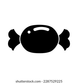 Candy in a wrapper lollipop icon silhouette black flat style isolated vector