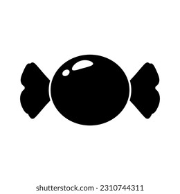 Candy in a wrapper lollipop icon silhouette black flat style isolated vector