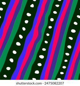 Candy wrapping wavy seamless pattern. Summer wavy stripes childish fabric print. Trendy leaner ribbons candy pattern. Background ornament.