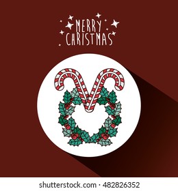 candy and wreath icon. Merry Christmas season decoration figure theme. Colorful design. Vector illustration