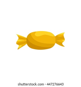 Candy in yellow wrapper icon in cartoon style on a white background