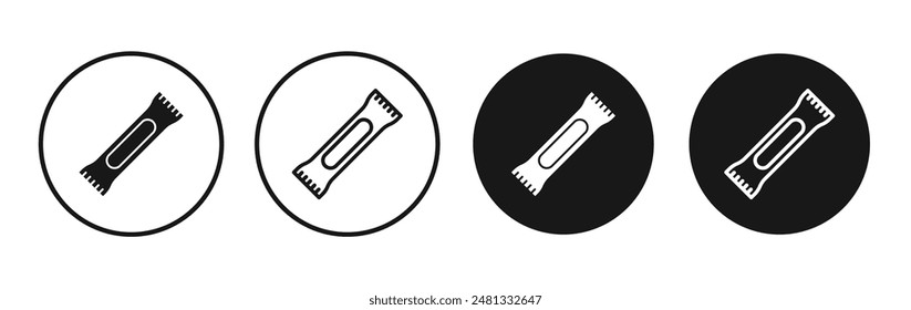 Candy-bar vector icon set black filled and outlined style.