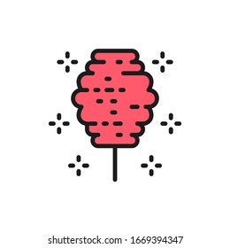 Candy-floss, cotton candy flat color line icon.
