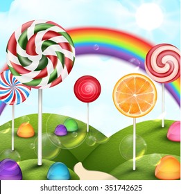 Candyland background with rainbow.vector