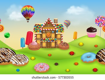 Candyland with gingerbread house