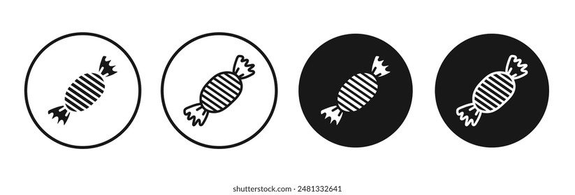 Conjunto de iconos de Vector dulce y dulce de caramelo con estilo relleno y contorneado negro.