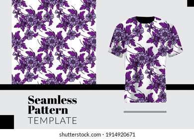 candytufts seamless pattern with t shirt template in vector