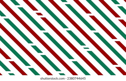 Cane candy diagonal stripes red green white pattern christmas background. Seamless holiday pattern. Striped background for Christmas and New Year celebration