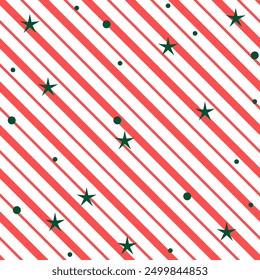 Cane candy diagonal stripes red green white pattern christmas background. Seamless holiday pattern. Striped background for Christmas and New Year celebration