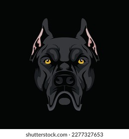 ilustración del logotipo de la cabeza del perro del corso de la caña