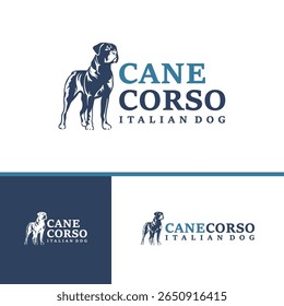Cane Corso Dog logo design vector. Silhouette Cane Corso Dog Template Illustration. Icon Symbol