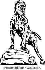 Cane Corso perro posando sobre una roca