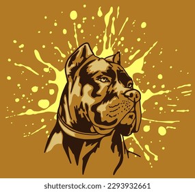 Cane corso italiano. Gold vector portrait of Italian Mastiff. Dog head and a blot. Prin for a T-shirt. Logo. Pet. Watchdog 