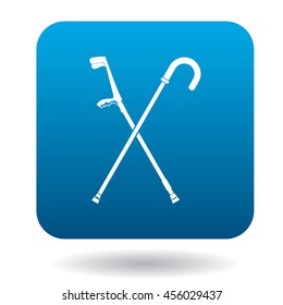 Cane and crutch icon in simple style on a white background