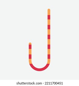 Cane icon with flat colors on white background, eps 10