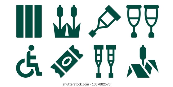 cane icon set. 8 filled cane icons.  Simple modern icons about  - Disability, Chewing gum, Sugar, Reed, Crutches, Crutch, Bulrush