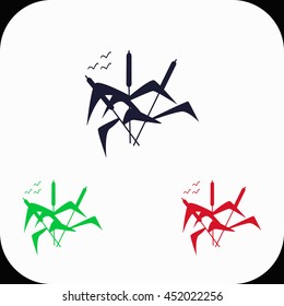 Cane Illustration set. Blue, green, red icon.