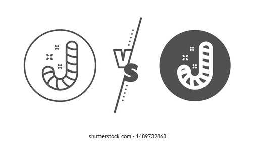 Cane lollypop sign. Versus concept. Christmas candy line icon. Line vs classic candy icon. Vector