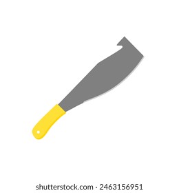Machete de caña con mango de madera ilustración de diseño plano aislado sobre fondo blanco.