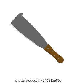 Machete de caña con mango de madera ilustración de diseño plano aislado sobre fondo blanco.