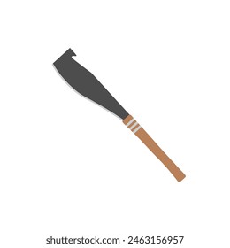 Rohrmachete mit Holzgriff flache Design-Illustration isoliert auf weißem Hintergrund.