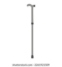 Cane. Metal cane for people with diseases of the musculoskeletal system. The concept of caring for a sick person. Flat vector illustration isolated on white background.